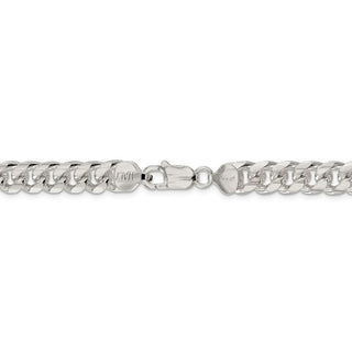 8" Sterling Silver 8.5mm Domed w/ Side Diamond-cut Curb Chain Bracelet