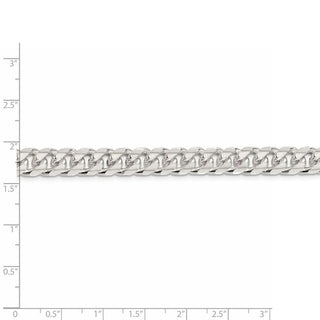 8" Sterling Silver 8.5mm Domed w/ Side Diamond-cut Curb Chain Bracelet
