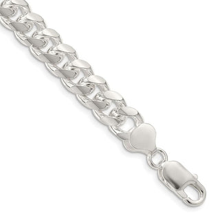 8" Sterling Silver 8.5mm Domed w/ Side Diamond-cut Curb Chain Bracelet