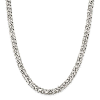 26" Sterling Silver 8.5mm Domed w/ Side Diamond-cut Curb Chain Necklace