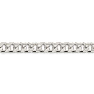 24" Sterling Silver 10.5mm Domed w/ Side Diamond-cut Curb Chain Necklace