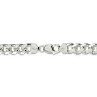 24" Sterling Silver 10.5mm Domed w/ Side Diamond-cut Curb Chain Necklace