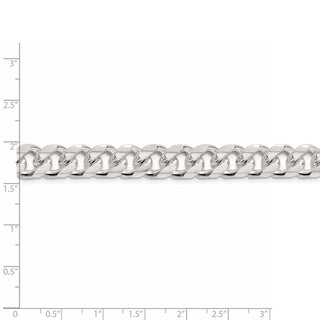 24" Sterling Silver 10.5mm Domed w/ Side Diamond-cut Curb Chain Necklace
