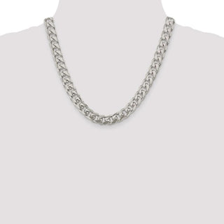 20" Sterling Silver 10.5mm Domed w/ Side Diamond-cut Curb Chain Necklace