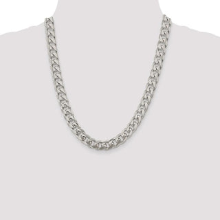 22" Sterling Silver 10.5mm Domed w/ Side Diamond-cut Curb Chain Necklace