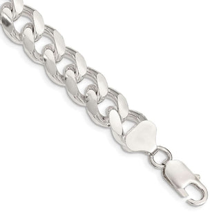8" Sterling Silver 10.5mm Domed w/ Side Diamond-cut Curb Chain Bracelet