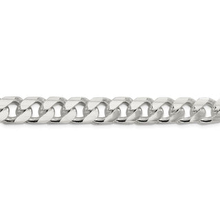 8" Sterling Silver 11mm Domed w/ Side Diamond-cut Curb Chain Bracelet