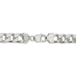 26" Sterling Silver 11mm Domed w/ Side Diamond-cut Curb Chain Necklace