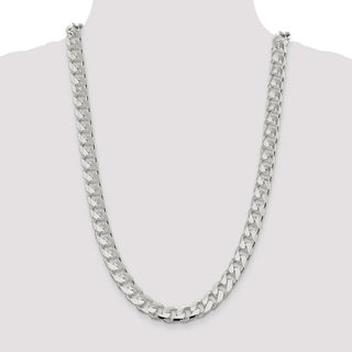 26" Sterling Silver 11mm Domed w/ Side Diamond-cut Curb Chain Necklace