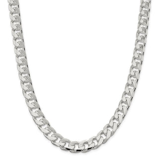 26" Sterling Silver 11mm Domed w/ Side Diamond-cut Curb Chain Necklace