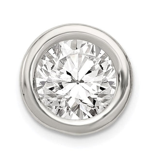 Sterling Silver Round CZ Chain Slide Pendant QS18
