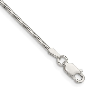 8" Sterling Silver 1.5mm Diamond-cut Flat Snake Chain Bracelet