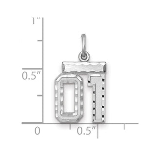 Sterling Silver Small Diamond-Cut #01 Charm