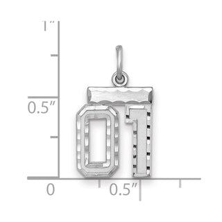 Sterling Silver Small Diamond-Cut #01 Charm