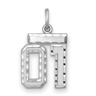 Sterling Silver Small Diamond-Cut #01 Charm