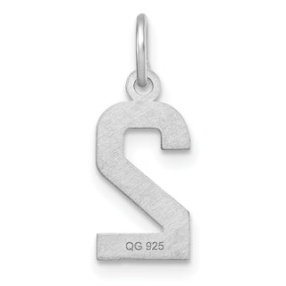 Sterling Silver Small Diamond-Cut #2 Charm