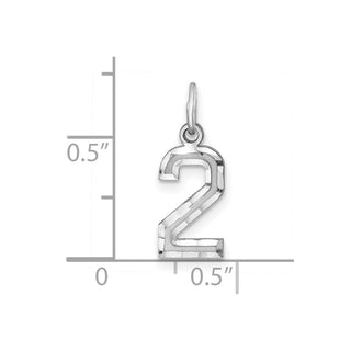 Sterling Silver Small Diamond-Cut #2 Charm