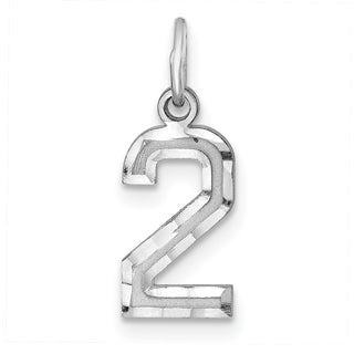 Sterling Silver Small Diamond-Cut #2 Charm