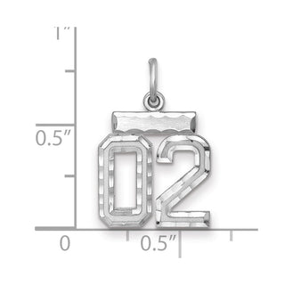 Sterling Silver Small Diamond-Cut #02 Charm