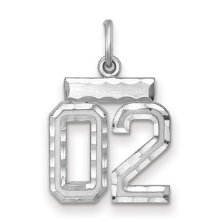Sterling Silver Small Diamond-Cut #02 Charm