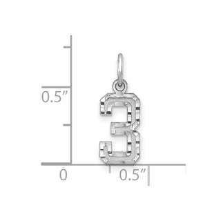 Sterling Silver Small Diamond-Cut #3 Charm