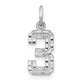 Sterling Silver Small Diamond-Cut #3 Charm