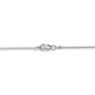 30" Rhodium-plated Sterling Silver 1mm Round Snake Chain Necklace