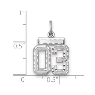 Sterling Silver Small Diamond-Cut #03 Charm