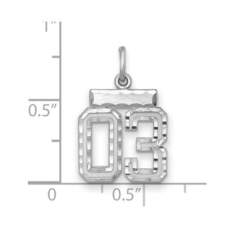 Sterling Silver Small Diamond-Cut #03 Charm
