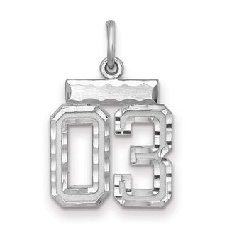 Sterling Silver Small Diamond-Cut #03 Charm