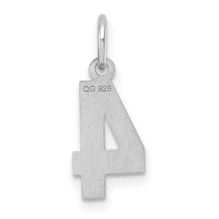 Sterling Silver Small Diamond-Cut #4 Charm
