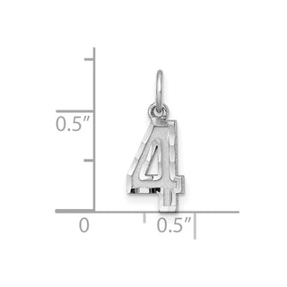 Sterling Silver Small Diamond-Cut #4 Charm