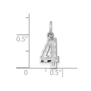 Sterling Silver Small Diamond-Cut #4 Charm