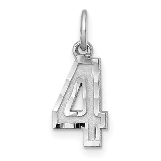 Sterling Silver Small Diamond-Cut #4 Charm
