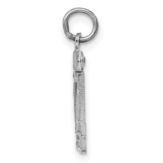 Sterling Silver Small Diamond-Cut #04 Charm