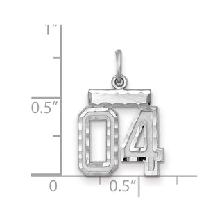 Sterling Silver Small Diamond-Cut #04 Charm