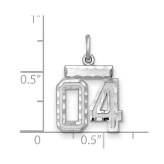 Sterling Silver Small Diamond-Cut #04 Charm