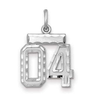 Sterling Silver Small Diamond-Cut #04 Charm