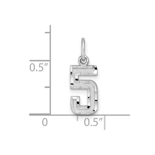 Sterling Silver Small Diamond-Cut #5 Charm