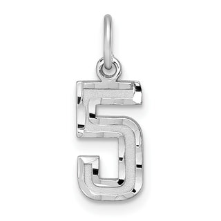 Sterling Silver Small Diamond-Cut #5 Charm