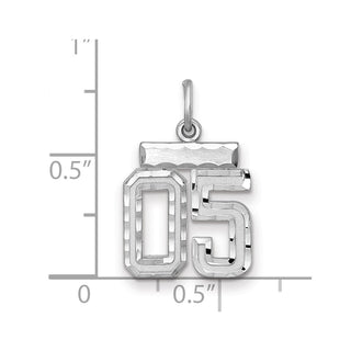 Sterling Silver Small Diamond-Cut #05 Charm