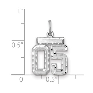 Sterling Silver Small Diamond-Cut #05 Charm