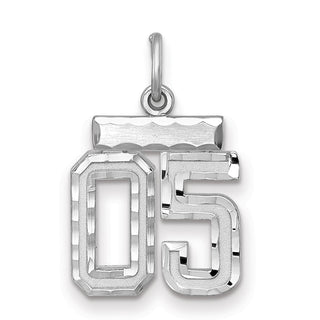 Sterling Silver Small Diamond-Cut #05 Charm