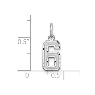 Sterling Silver Small Diamond-Cut #6 Charm
