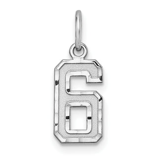 Sterling Silver Small Diamond-Cut #6 Charm