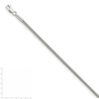 7" Sterling Silver 2mm Snake Chain Bracelet