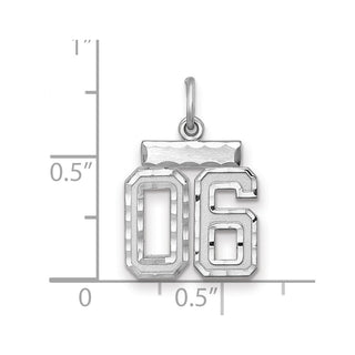Sterling Silver Small Diamond-Cut #06 Charm