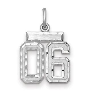 Sterling Silver Small Diamond-Cut #06 Charm