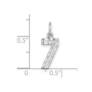 Sterling Silver Small Diamond-Cut #7 Charm