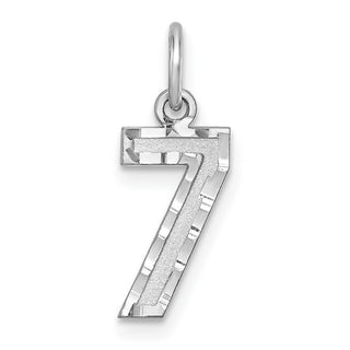 Sterling Silver Small Diamond-Cut #7 Charm